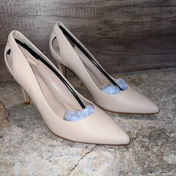 Coutgo Cut Out Pumps High Heel Stiletto Pointed Toe Dress Shoes Sz 8.5 Nude - Picture 3 of 16